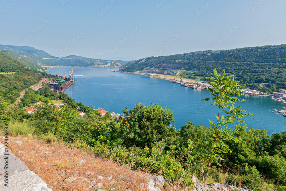 Aerial panoramic view to the seaport in Croatia