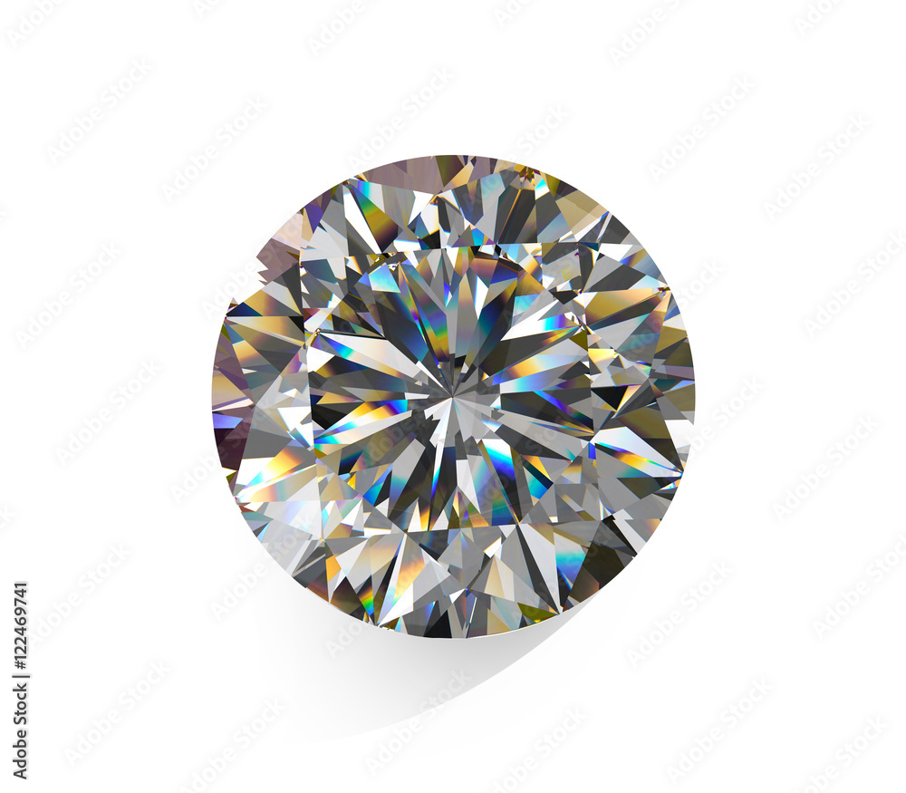 Perfervid bue foder Diamond Top view with Caustic isolated on white background 3d illustration  素材庫插圖| Adobe Stock