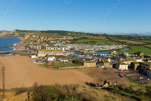 Dorset coast town of West Bay England uk on a beautiful day with blue sky