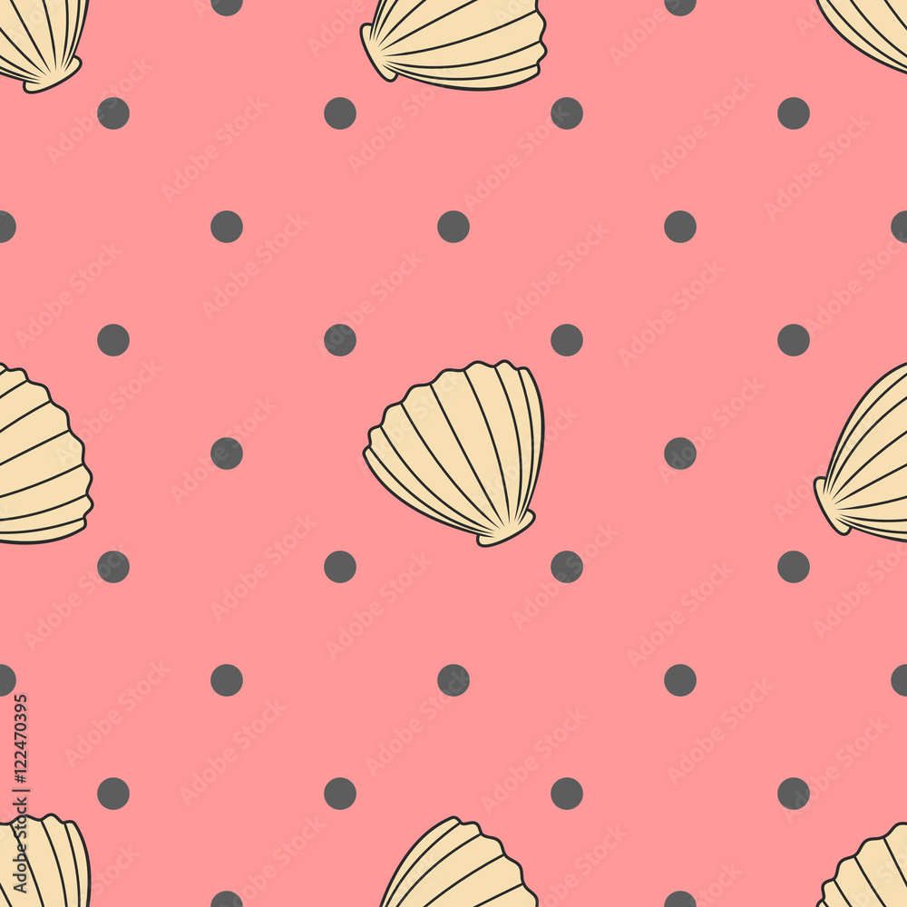 shell. Vector seamless pattern