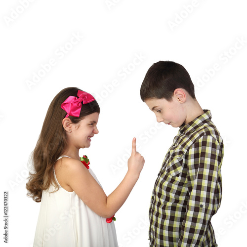 Small girl chastises the boy