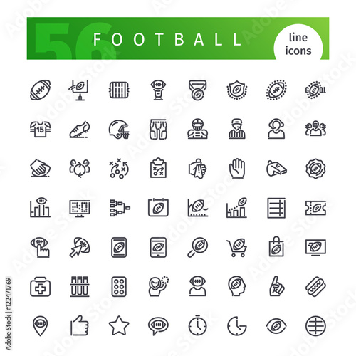 American Football  Line Icons Set