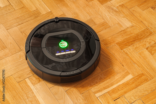 Robotic vacuum cleaner on parquet