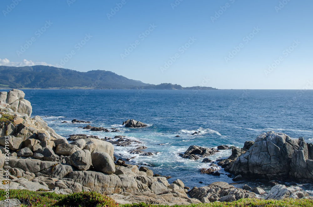 Coastline along the 17 Mile Drive in Pebble Beach of  Monterey P