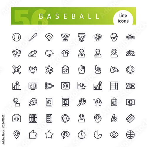 Baseball Line Icons Set