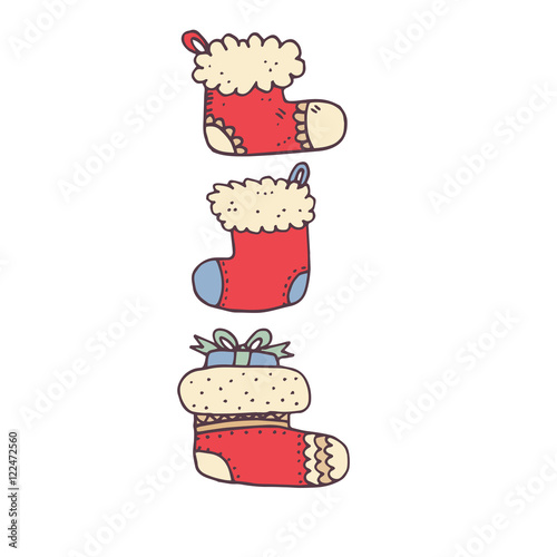 Three red Christmas sock