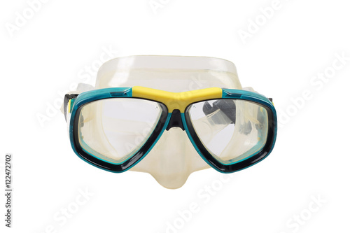 Waterproof diving mask isolated on white background
