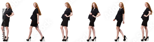 Pregnant woman in composite image isolated on white