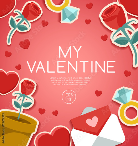 Valentine s Day Elements    Vector Illustration