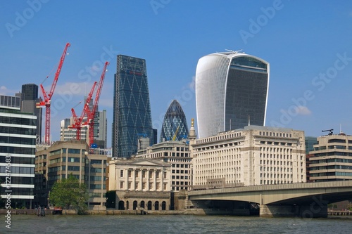 London modern skyline cityscape with cranes, under construction