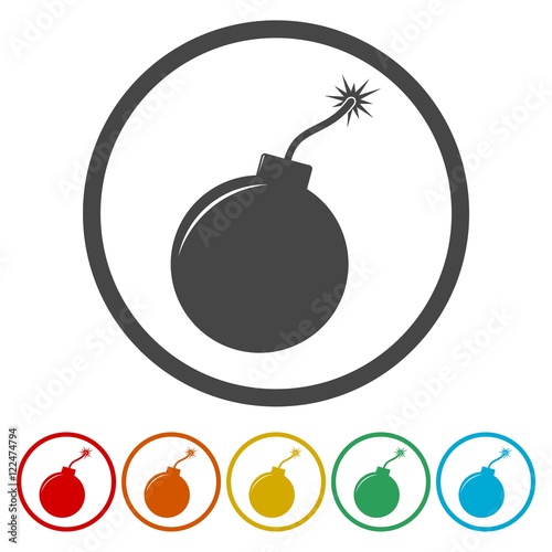 Bomb flat icon set