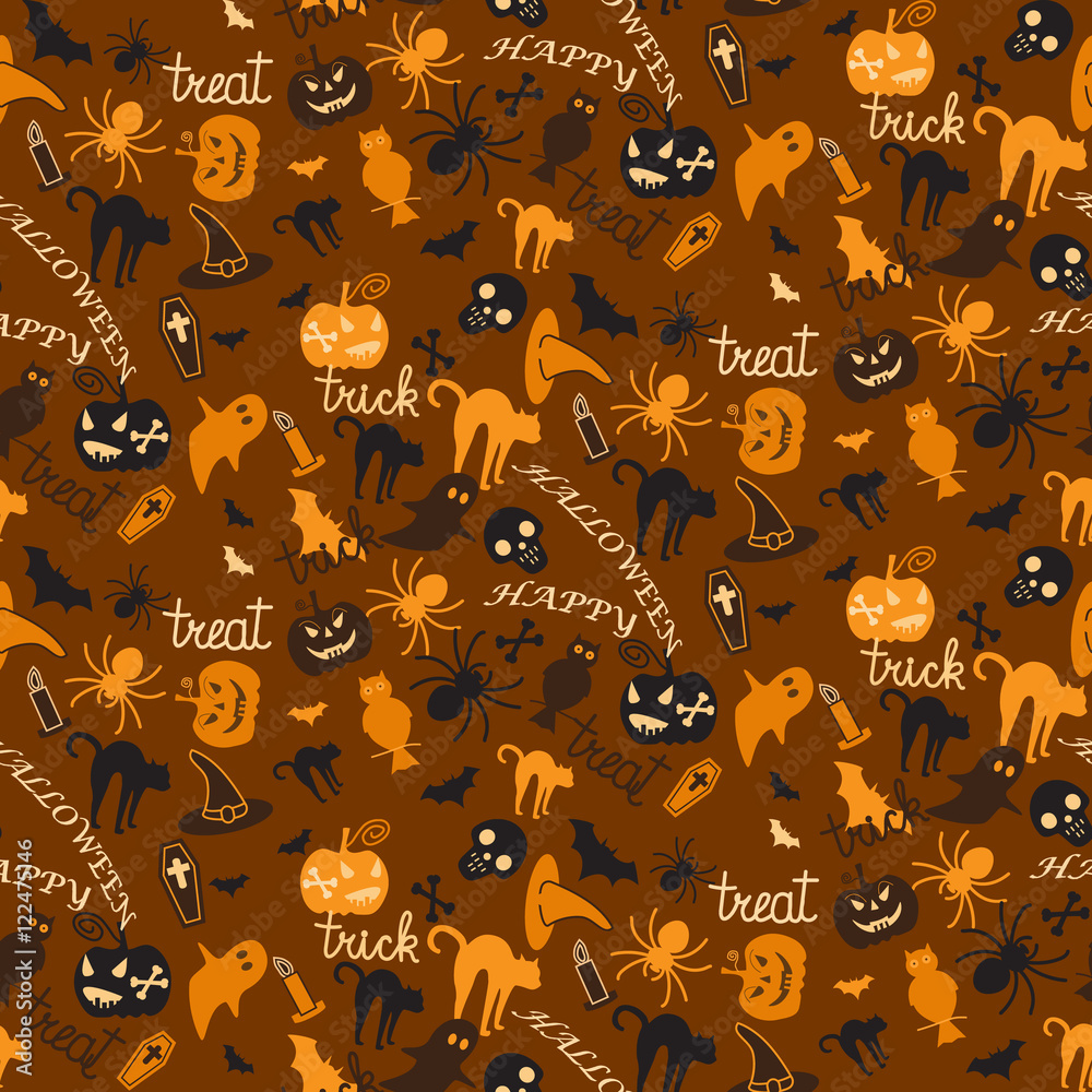 Naklejka premium Vector seamless pattern for Halloween. 