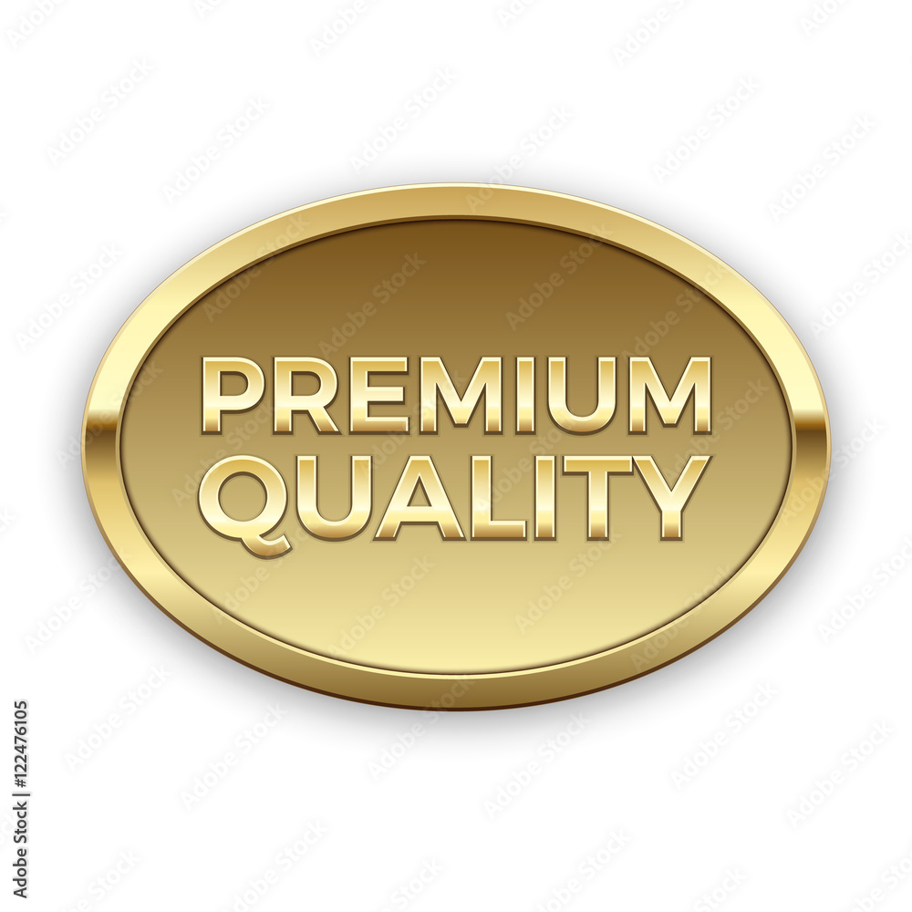 Premium quality golden badge, vector Premium quality golden badge, vector