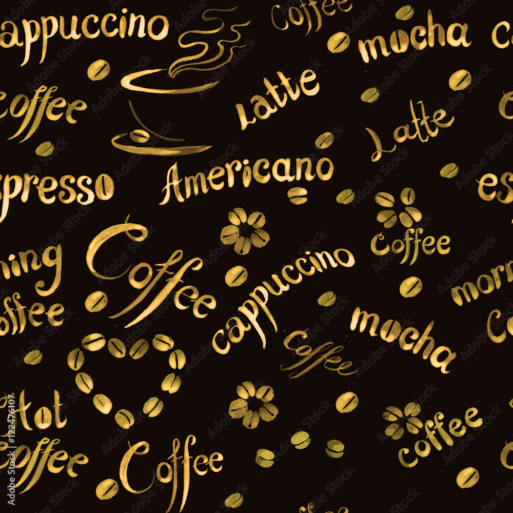 Lettering coffee seamless pattern Lettering coffee seamless pattern