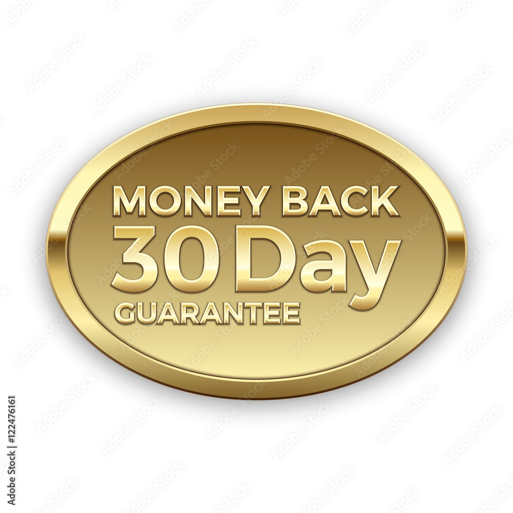 30 day money back guarantee golden badge, vector 30 day money back guarantee golden badge, vector