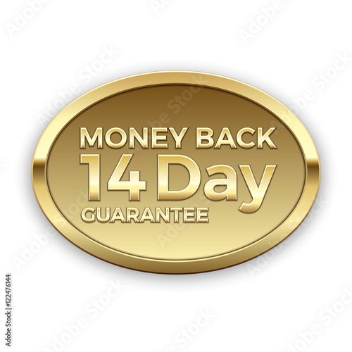 14 day money back guarantee golden badge, vector