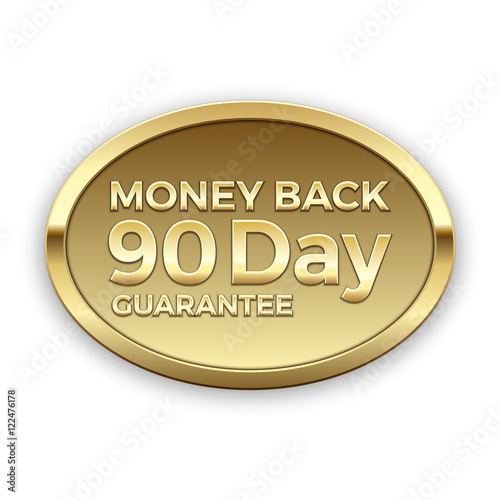90 day money back guarantee golden badge, vector