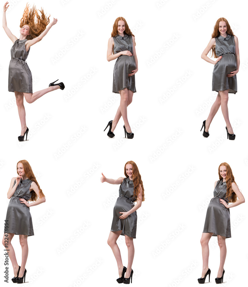Pregnant woman in composite image isolated on white Pregnant woman in composite image isolated on white