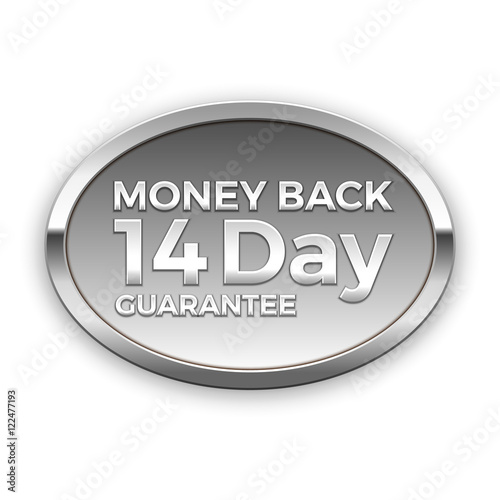 14 day money back guarantee, silver badge, vector