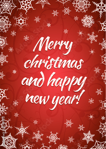 Merry christmas and happy new year  red greeting card  vertical holiday background