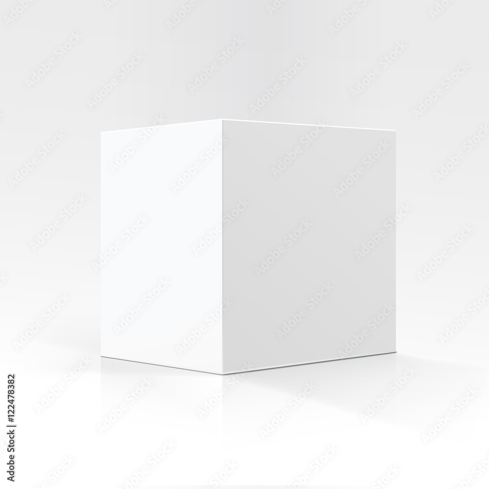 Vector Blank White Square Carton box in Perspective for package design Isolated on White Background Vector Blank White Square Carton box in Perspective for package design Isolated on White Background