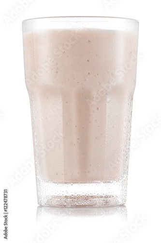 Banana and pineapple smoothie in glass