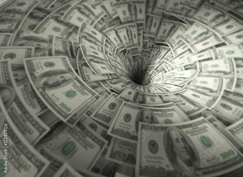 Funnel made of hundred dollar banknotes