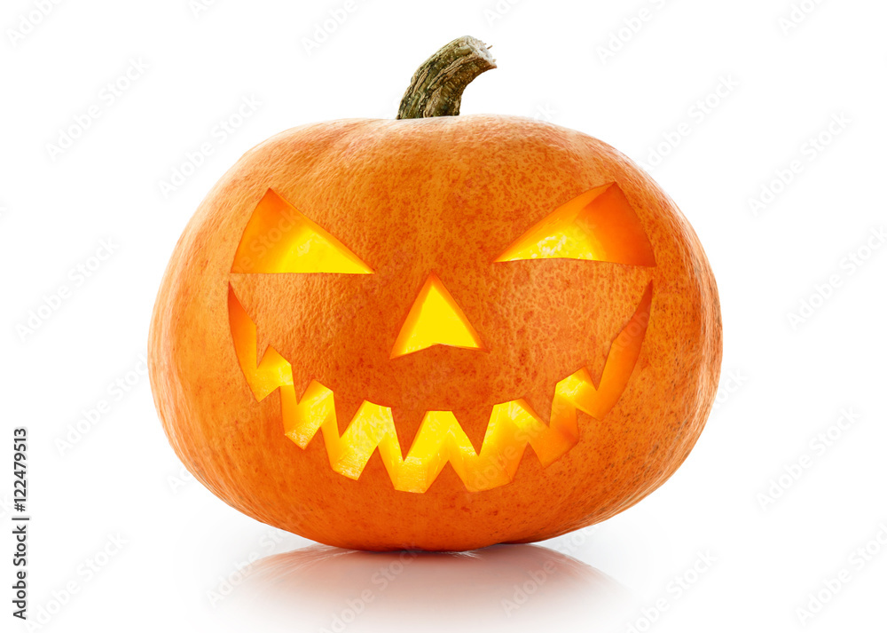 Evil Halloween pumpkin head isolated on white background Evil Halloween pumpkin head isolated on white background