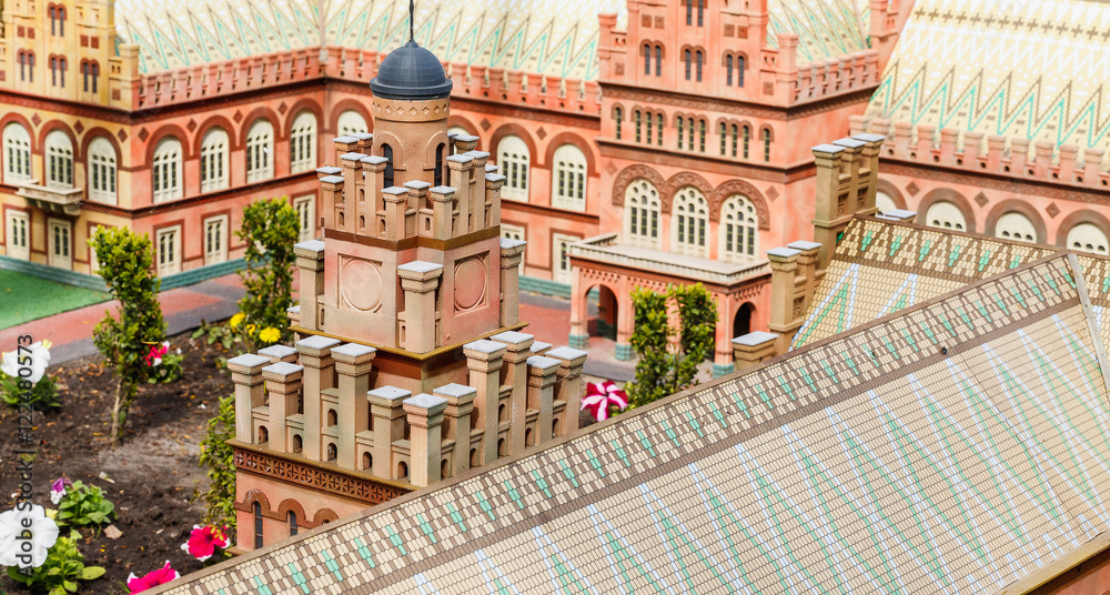 the building and the roof of the University of Chernivtsi in Ukraine, view from above