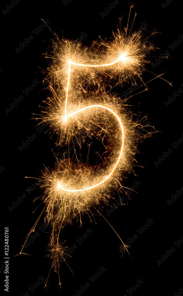 digit five made of sparklers digit five made of sparklers