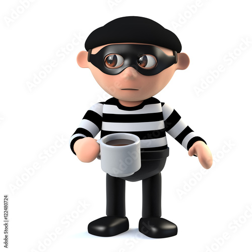 Plakat 3d Burglar takes a coffee break