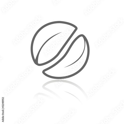 Vector nature symbol with leaf, simple circle, circular label, monochrome eco element