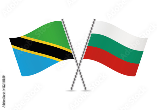 Tanzania and Bulgarian flags. Vector illustration.