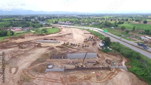 Construction Area Work site. Shot by DJI. photo