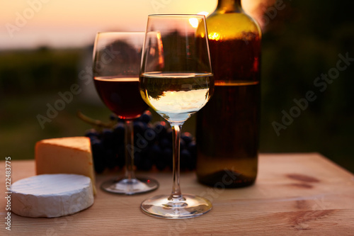 Low key image, two glasses of wine