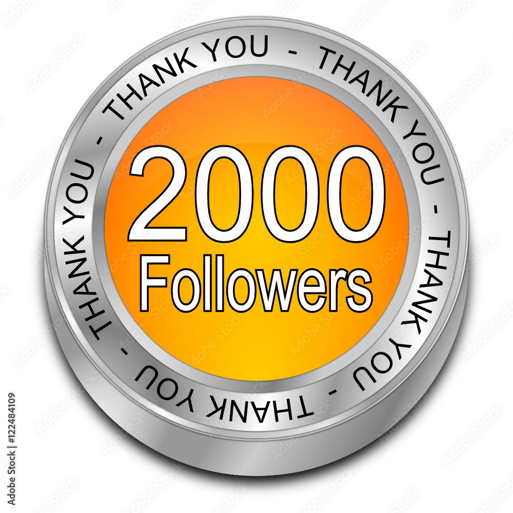 2000 Followers Thank you - 3D illustration 2000 Followers Thank you - 3D illustration