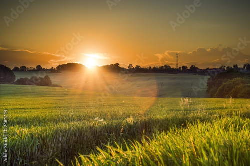 Obraz na płótnie Sunset at Pogorze Bolkowskie/Poland w salonie