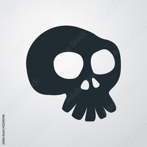 Icono plano caricatura de calavera sobre fondo degradado