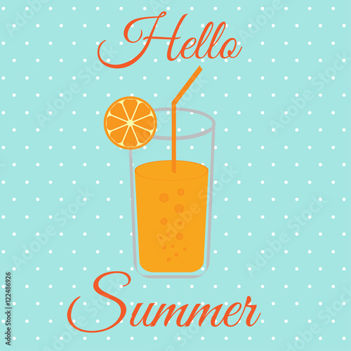 Drink design over blue background, vector illustration Hello Summer