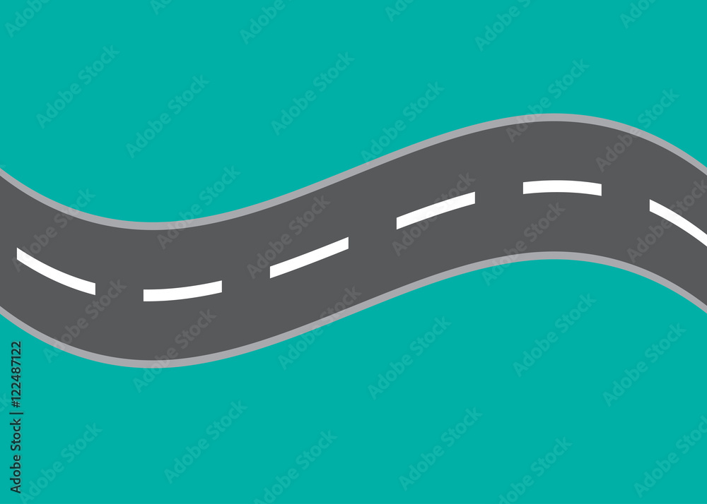 Fototapeta premium Curved road with white markings. Vector illustration