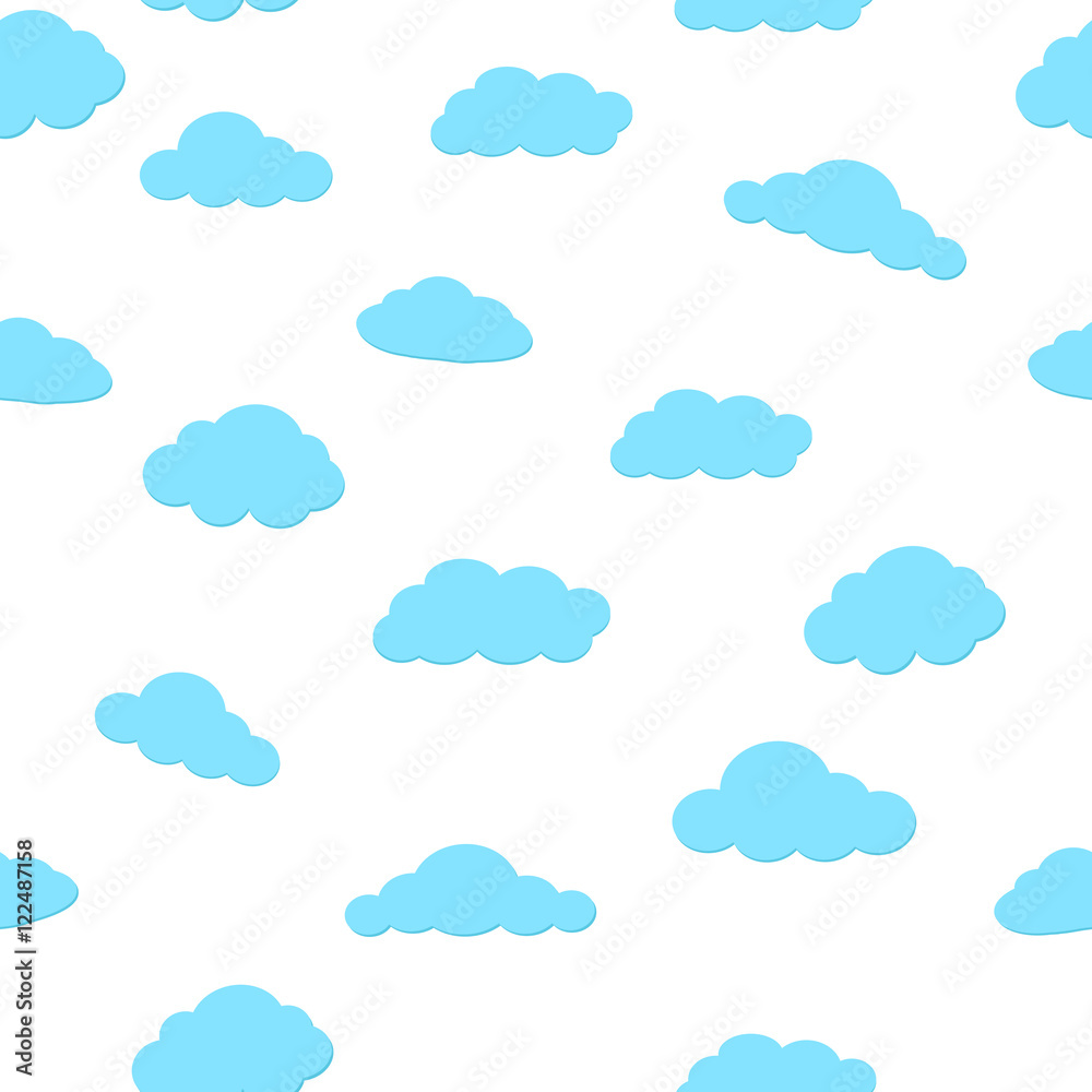 seamless pattern of clouds on white sky