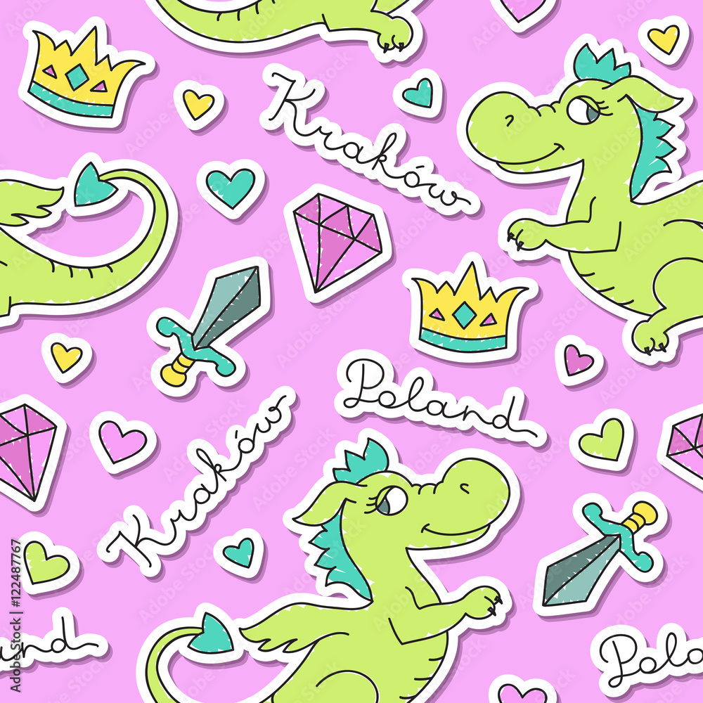 Obraz premium cute cartoon dragon