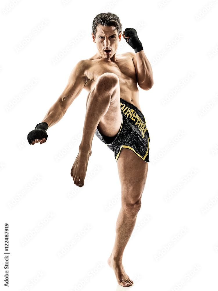 Sportsman muay thai woman boxer posing in training studio at - stock photo  2671871 | Crushpixel