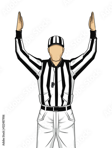 American football referee with both hands up as a touchdown vect photo