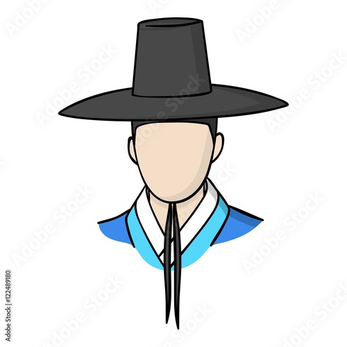Traditional korean hat icon in cartoon style isolated on white background. South Korea symbol stock vector illustration.