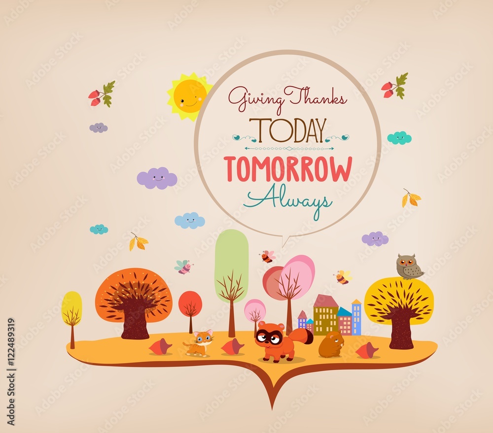 Fototapeta premium Thanksgiving Day with funny animals