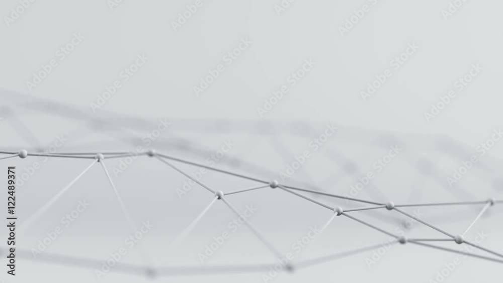 Futuristic network shape with shallow DOF. Seameless loop 3D render animation. Abstract technology concept 4k UHD (3840x2160)
