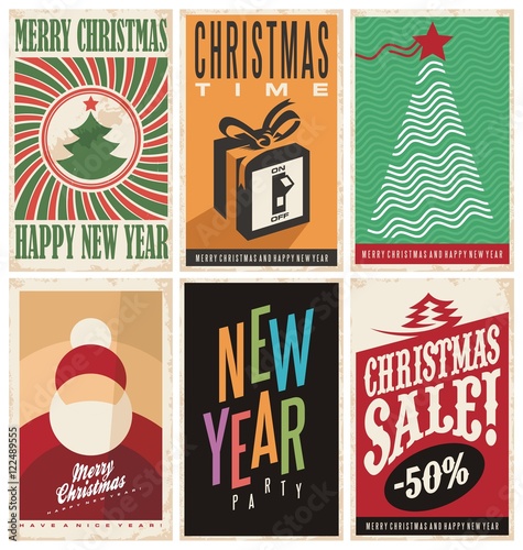 Christmas cards templates on old paper texture