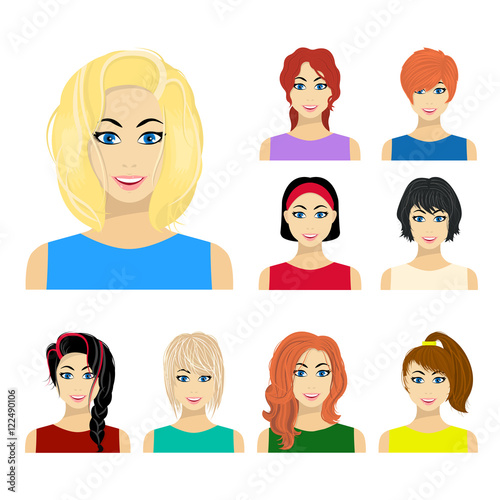 Woman set icons in flat style. Big collection of woman vector illustration symbol.