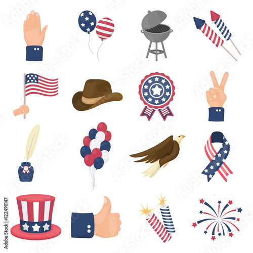 Patriot Day set icons in cartoon style. Big collection of Patriot Day vector illustration symbol.